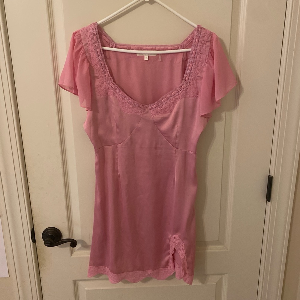 LoveShackFancy Pink Aubrietta Mini Dress